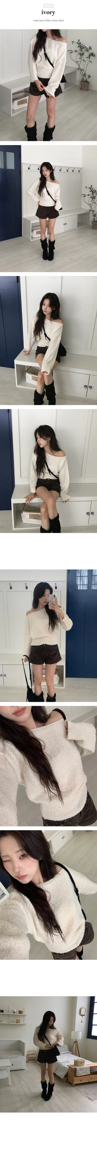Lili Slim One Off Shoulder Boucle Knit