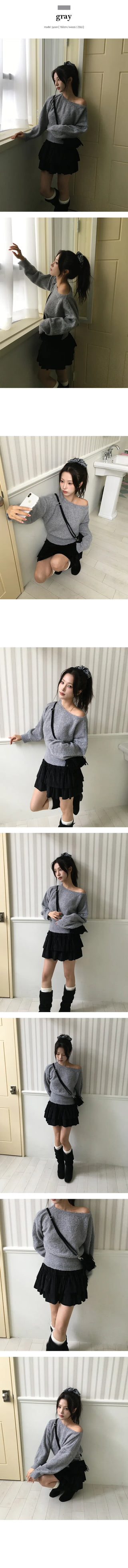 Lili Slim One Off Shoulder Boucle Knit