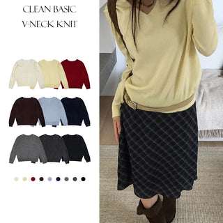 Clean Basic V Neck Knit