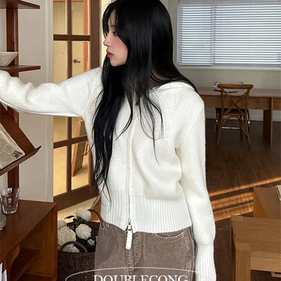Roaming Plain Hooded Knit Zip Up
