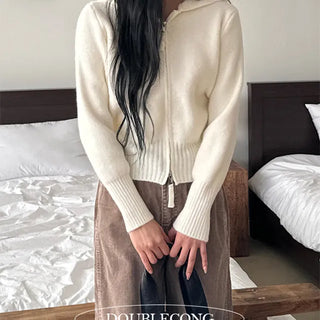 Roaming Plain Hooded Knit Zip Up