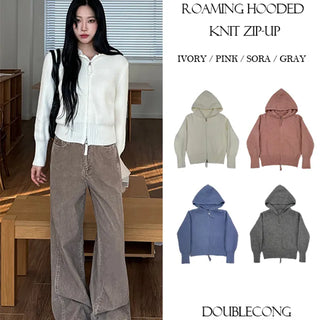 Roaming Plain Hooded Knit Zip Up