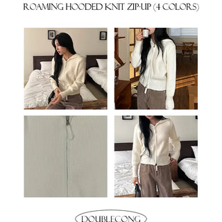 Roaming Plain Hooded Knit Zip Up