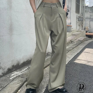 Middle Pintuck Wide Slacks