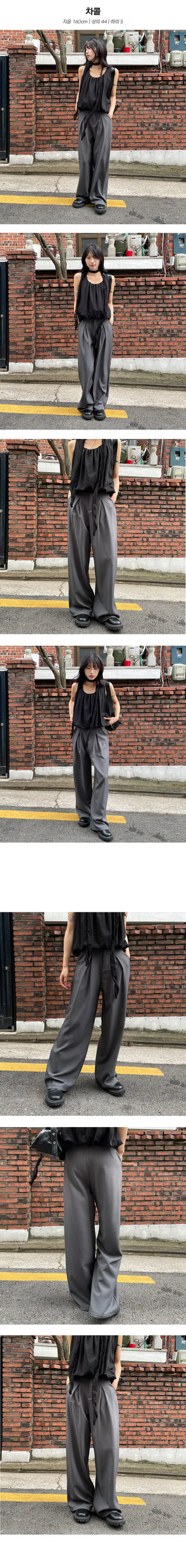 Middle Pintuck Wide Slacks