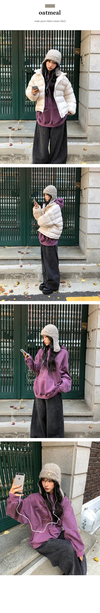 Mipo Winter Wool Button Earmuffs Chestnut Beanie