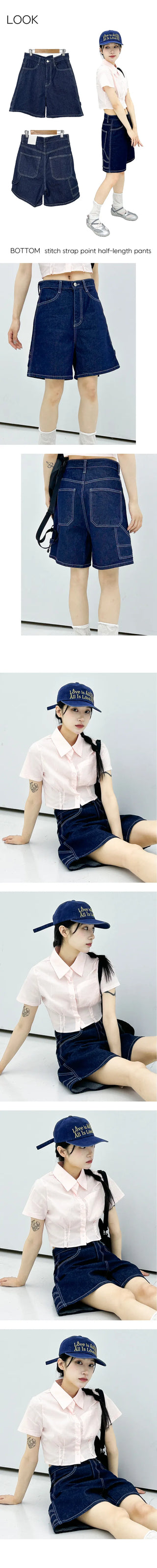 Pintuck Crop Pocket Short Sleeve Shirt