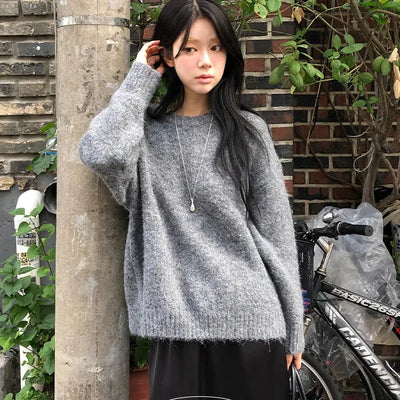 Kimo Bocashi thick loose fit round knit