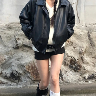 Eri Lining Poggle Leather Jacket Jumper