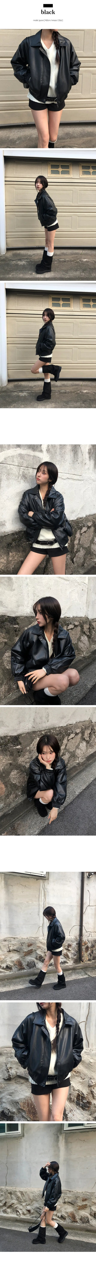 Eri Lining Poggle Leather Jacket Jumper