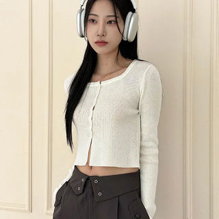 Square Neck Crop Daily Cardigan