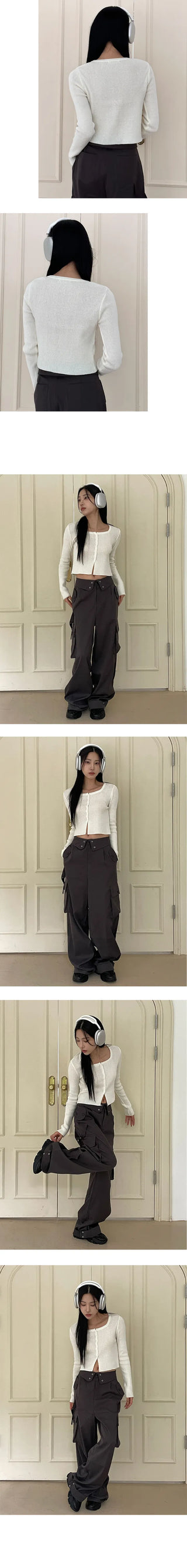 Square Neck Crop Daily Cardigan