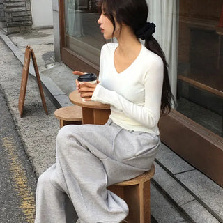 Rush V Neck Sleeve Button Long Sleeve T Shirt