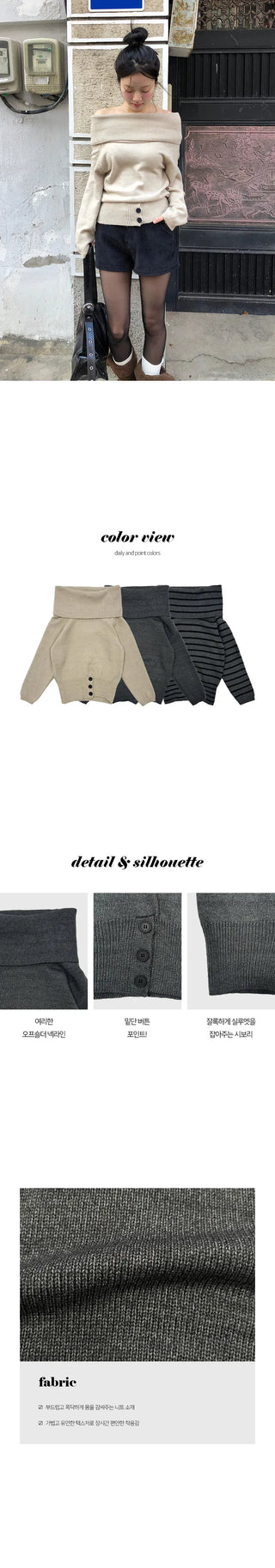 Surfy Waist Slim Off Shoulder Knit