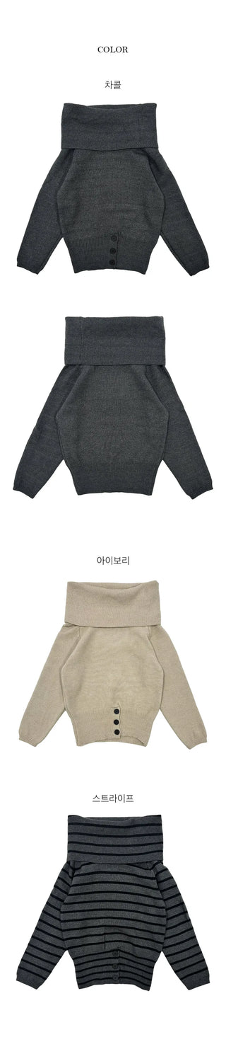 Surfy Waist Slim Off Shoulder Knit