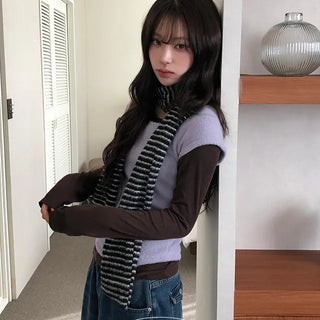 Wiki Tencel Slim Off Shoulder Layered T Shirt