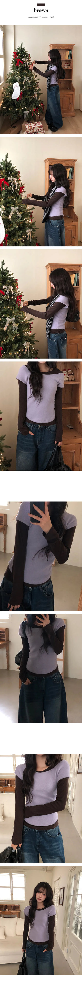 Wiki Tencel Slim Off Shoulder Layered T Shirt