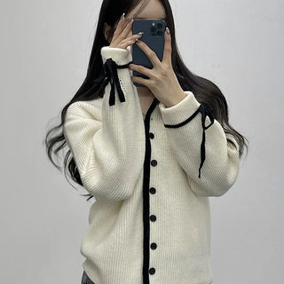 Sleeve Ribbon Point Cardigan