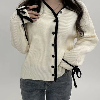 Sleeve Ribbon Point Cardigan