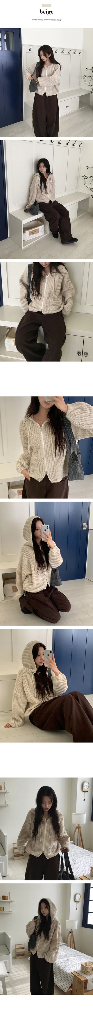 Riho Twisted Hooded Knit Zip Up