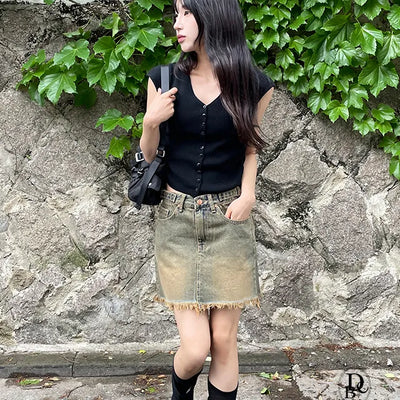 Half V Neck Side Shirring Cardigan