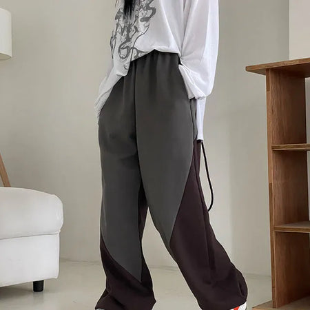 Unique Color Block Wide Maxi Banding Pants