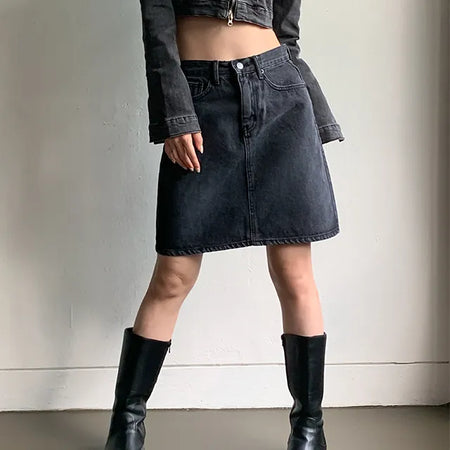 Two Denim Midi Skirt