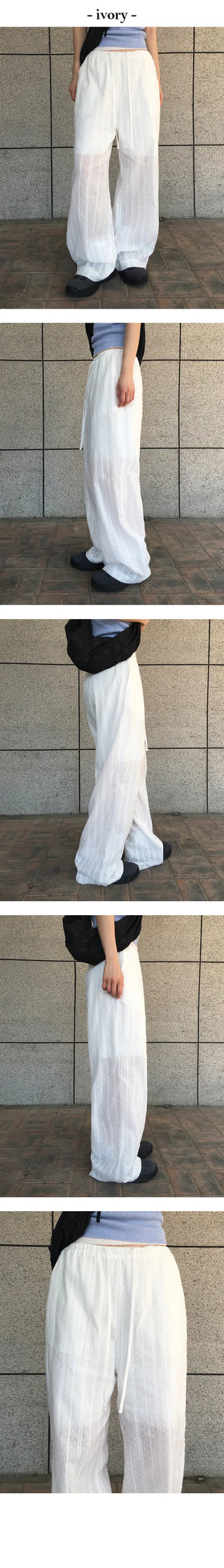 Natural Lace Banding Pants