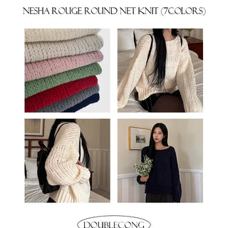 Nesha Loose Boat Neck Mesh Knit