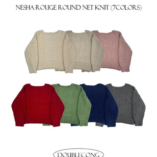 Nesha Loose Boat Neck Mesh Knit