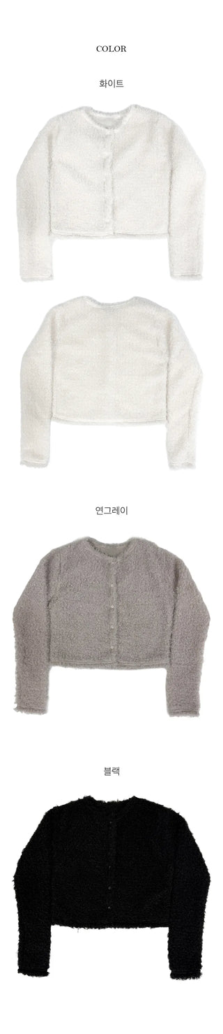 Merry Me Fluffy Fur Crop Long Sleeve Cardigan