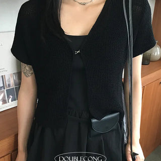 Hook Net Short Sleeve Cardigan