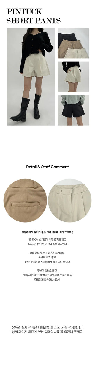 3 part pin tuck shorts