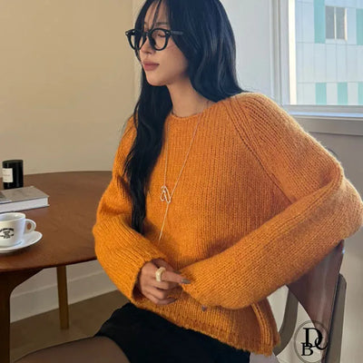 Med Plain Balloon Loose Fit Knit