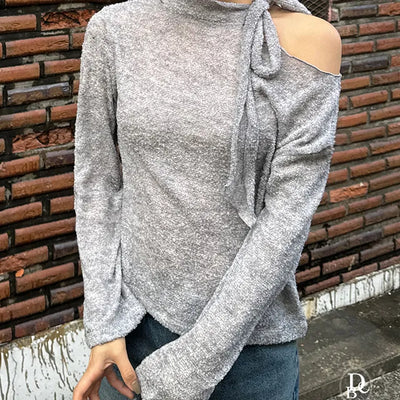 Med Scarf Boucle Tie Knit