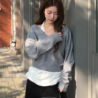 Halter knit layered one shoulder set