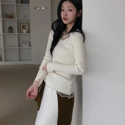 Nio Chiffon Golji Collar Knit