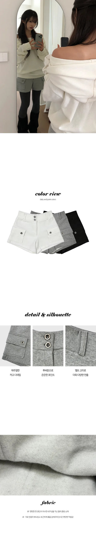 Polyester Two Button Cargo Fleece Training Shorts