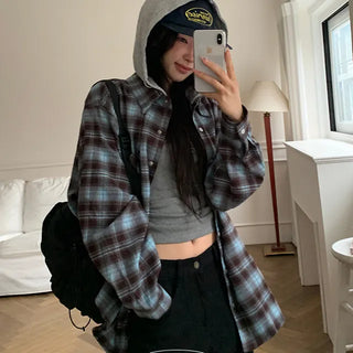 Cook Overfit Check Hooded Shirt