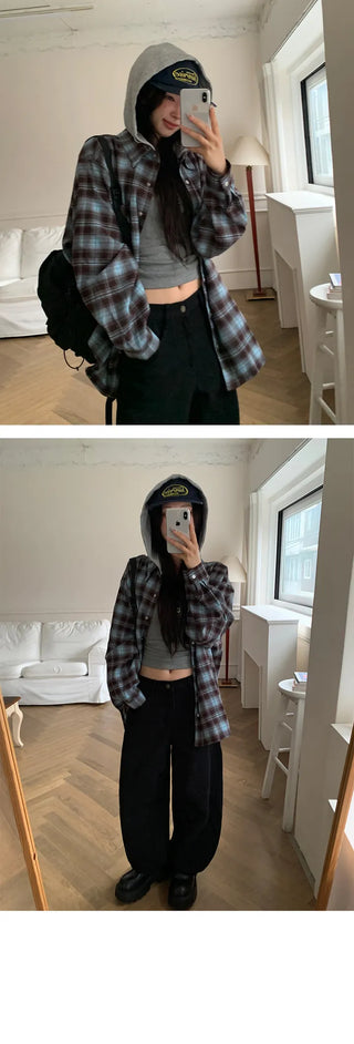 Cook Overfit Check Hooded Shirt