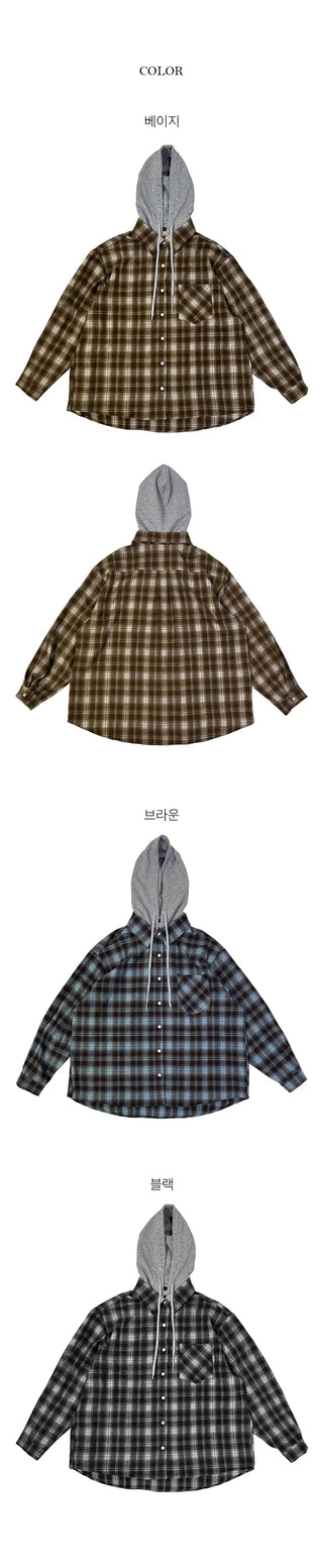 Cook Overfit Check Hooded Shirt