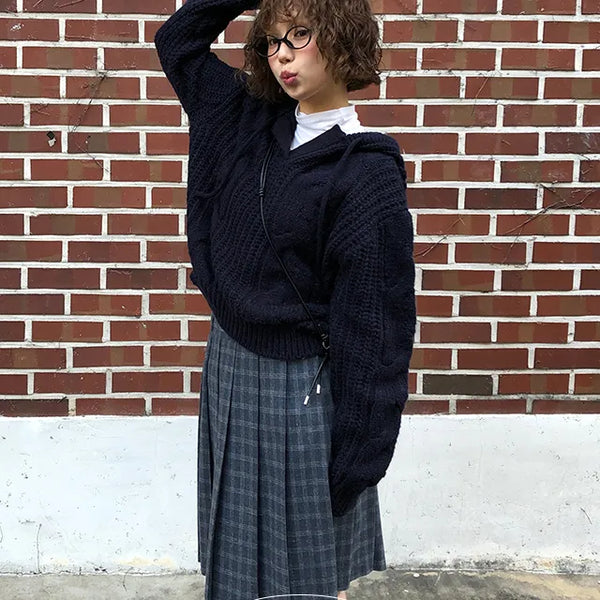 Duck Team Lovely Twisted Alpaca Hooded Knit