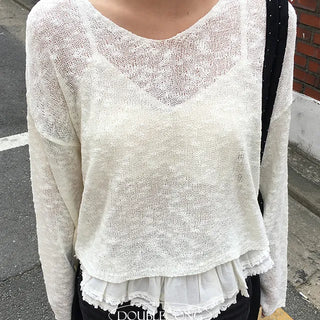Deer V Neck See Through Knit