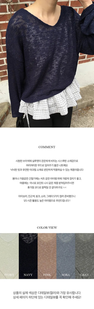 Deer V Neck See Through Knit