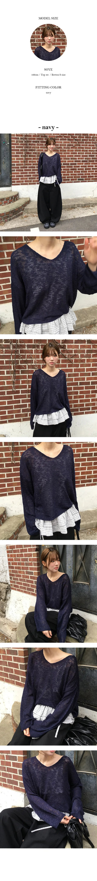 Deer V Neck See Through Knit