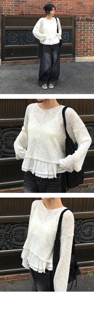 Deer V Neck See Through Knit