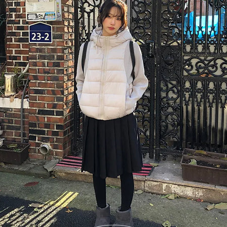 Irene Winter Wool Pleated Banding Midi Skirt