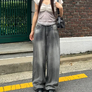 Hooded Washed Long Wide Pants