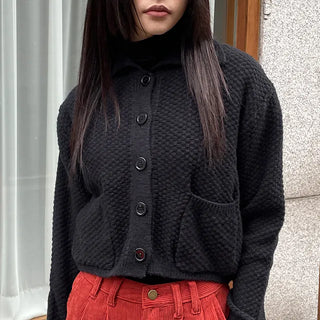 Monroe Collar Waffle Knit Cardigan