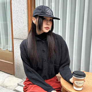 Monroe Collar Waffle Knit Cardigan